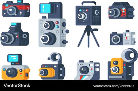 Different types cameras set Royalty Free Vector Image