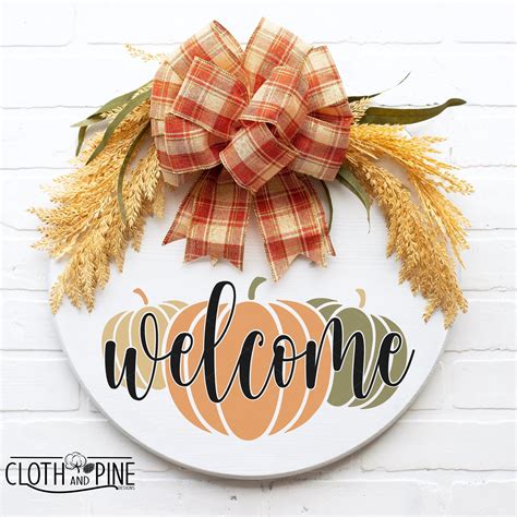 Fall Welcome Sign Svg Welcome Svg Pumpkin Svg Round Fall - Etsy