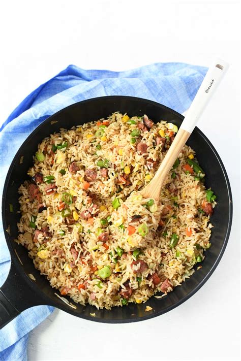 Chinese Sausage Fried Rice Recipe - Sizzling Eats