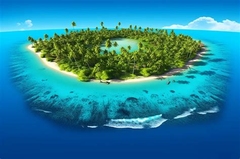 Premium Photo | Tropical Island Aerial View Background Vector