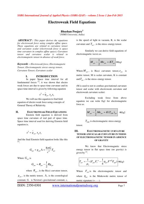 (PDF) Electroweak Field Equations