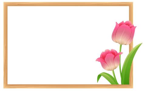 Border template with pink tulip flowers 526380 Vector Art at Vecteezy