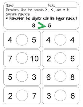 Greater Than Less Than Alligator Worksheets by Busy Bee Busy Books