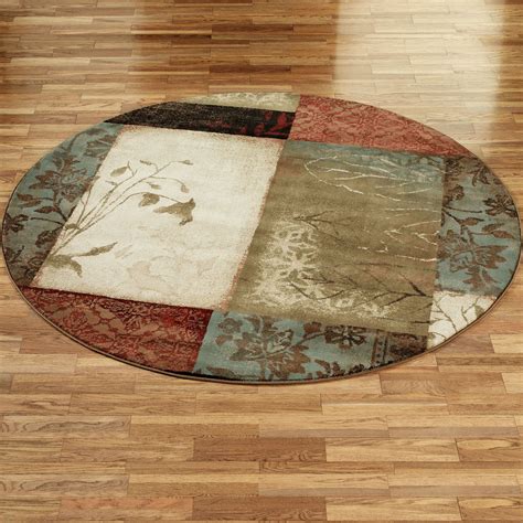 Impression Leaf Round Area Rugs