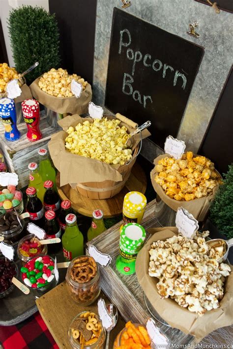 Popcorn Bar Ideas for a Buffet - Moms & Munchkins Popcorn Bar Recipes, Gourmet Popcorn Bar, Bars ...