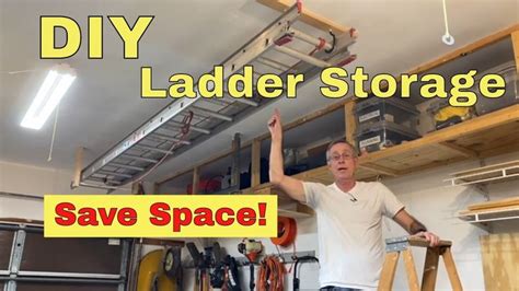 Ladder Storage Ideas | Ladder storage, Ladder storage ideas, Garage storage bins