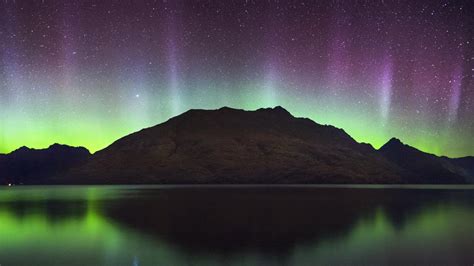 Cecil Peak 4K Wallpaper, New Zealand, Aurora Borealis, Northern Lights ...