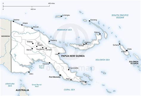 Vector Map of Papua New Guinea political | One Stop Map