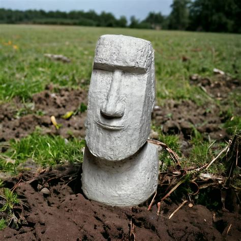 Stone Moai Head Statue Concrete Zen Garden Moai Figure Indoor and Outdoor Easter Island Garden ...