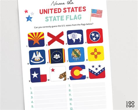 United States Flag Quiz American State Flags United States | Etsy