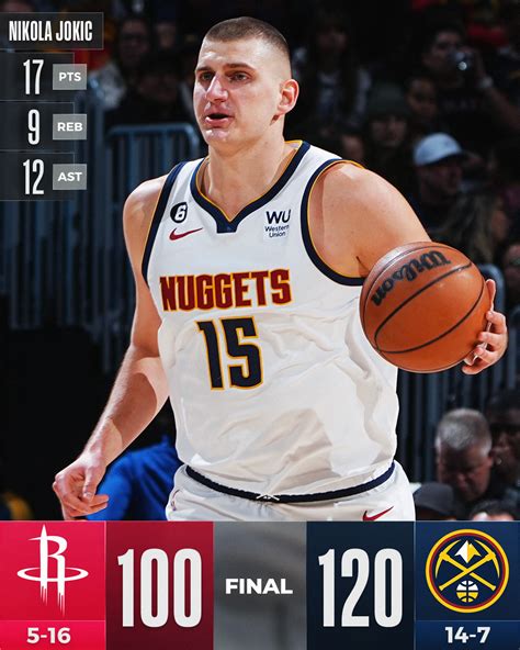 NBA on Twitter: "The Joker finished 1 rebound shy of a triple-double as he led the @nuggets to ...