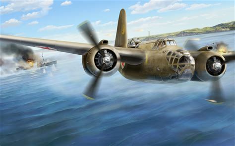 Download wallpapers Douglas A-20 Havoc, American bomber, World War II, USA, World of Warplanes ...