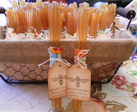 Fabric wrapped honey stick favors with custom aged tags | DIY Stuff | Pinterest | Wedding ...