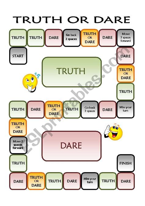 Truth or Dare Board Game - ESL worksheet by Emy Lee