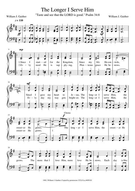 The Longer I Serve Him Sheet music for Piano (Solo) Easy | Musescore.com