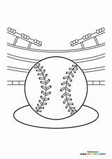Baseball In Stadium  Coloring Pages For Kids sketch template