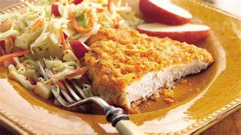 Oven-Fried Pork Cutlets with Apple Slaw recipe from Betty Crocker