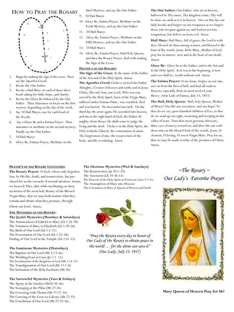 Free Printable Rosary Prayer Cards