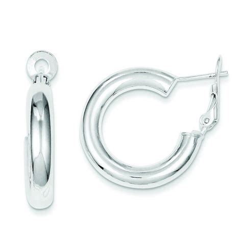 Sterling Silver Omega Back Hoop Earrings - CJ118B8IN5J