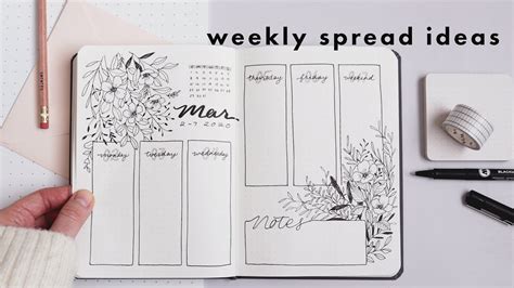 Bullet Journal Weekly Spread Ideas | Four Cute Layouts - YouTube