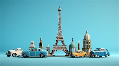 Premium AI Image | Landmarks of different countries on blue background ...