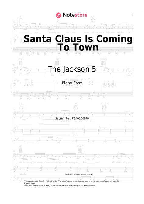 Santa Claus Is Coming To Town piano sheet music easy The Jackson 5 in ...