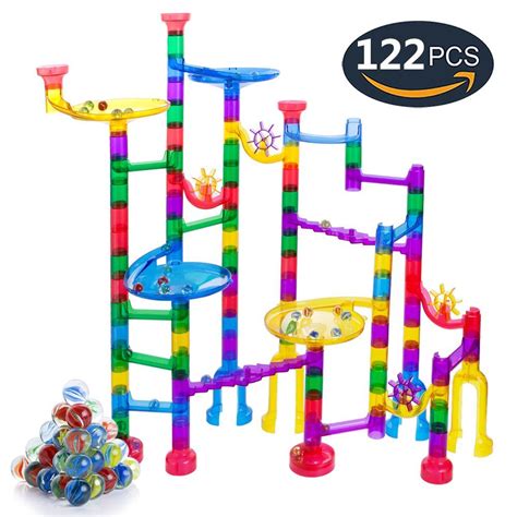 Gifts2U Marble Run Sets for Kids 122PPCS Marble Race Track Game 90 Translucent Marbulous Pieces ...