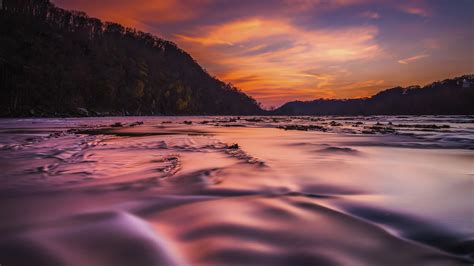 landscape, Shenandoah River, river, Virginia, long exposure, trees ...