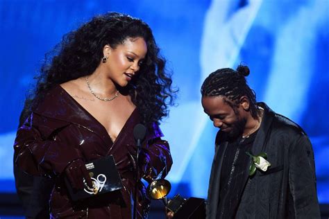 RIHANNA and Kendrick Lamar at Grammy 2018 Awards in New York 01/28/2018 ...