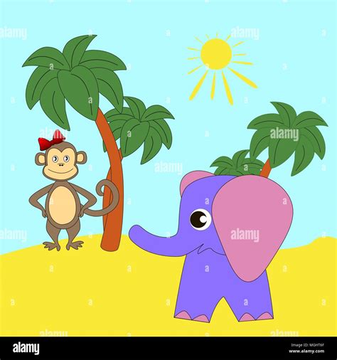 Cartoon baby elephant and monkey Stock Vector Image & Art - Alamy