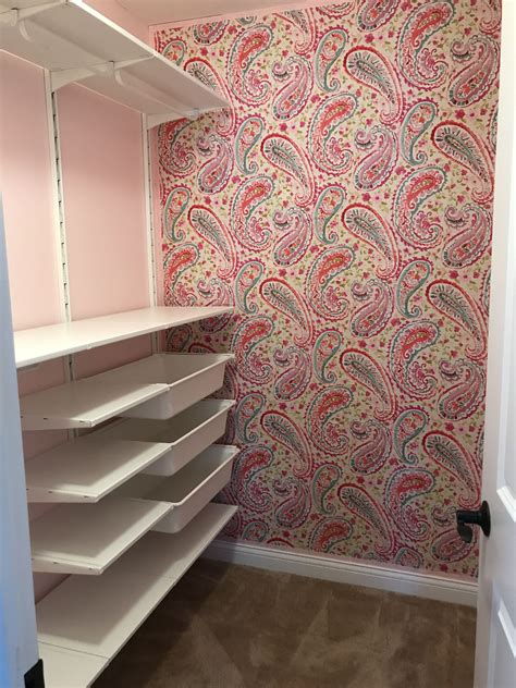 IKEA Algot closet with DIY fabric wallpaper | Ikea algot, Ikea algot closet, Fabric wallpaper