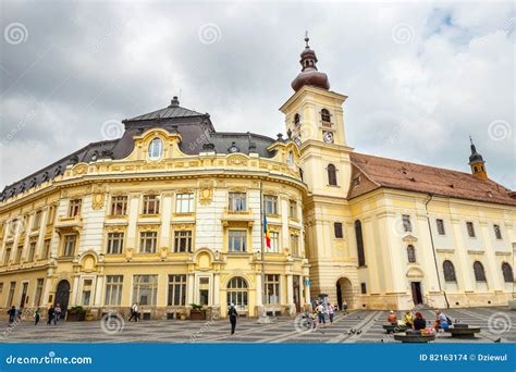 Old Town Square in the Historical Center of Sibiu Was Built in the 14th Century, Romania ...