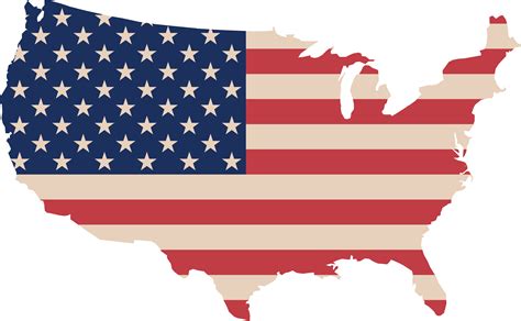 Free Clipart Of A map of america with a flag