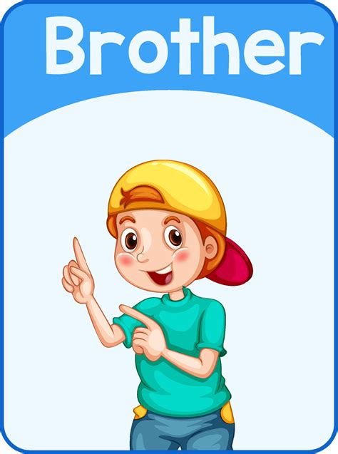 Educational English word card of brother 3501030 Vector Art at Vecteezy