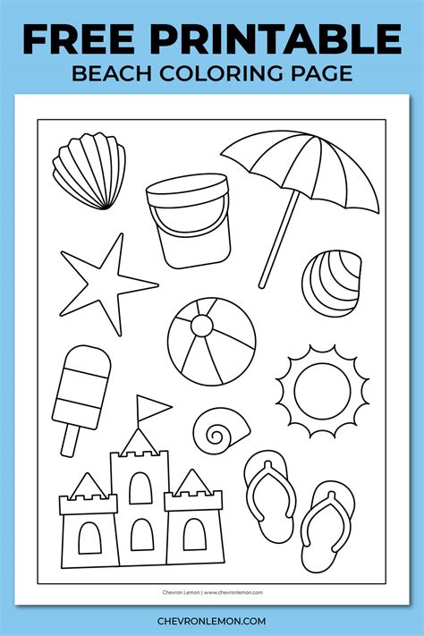 Printable beach coloring page - Chevron Lemon