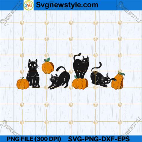 Black Cat And Pumpkin Design PNG, Halloween Black Cat PNG, Instant Download