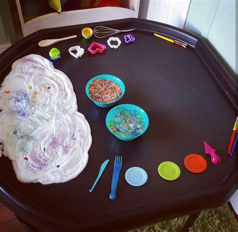 Shaving foam and glitter tuff tray. | Tuff tray, Tuff tray ideas toddlers, Messy play