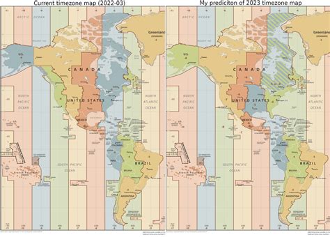 Existing timezone map vs my best prediction of 2023 after the US ...