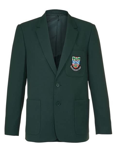 A plain green school blazer for the boys of Cults Academy with embroidered school badge on the ...