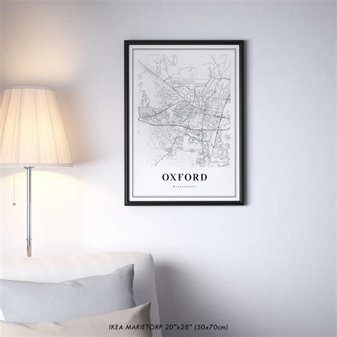 Oxford MS Map Print Mississippi USA Map Art Poster Lafayette | Etsy