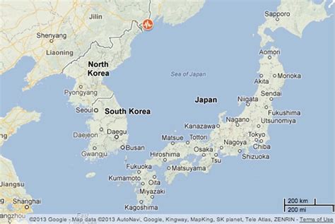 Map pinpointing the seismic activity just detected along the Russia-North Korea border - The ...