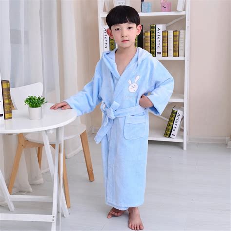 100% cotton bamboo bathrobe with hooded boys kids bath robe thicken long sleeve baby robes ...