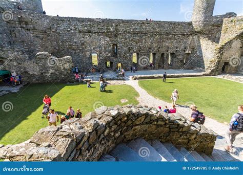 Editorial, Interior of Harlech Castle with Tourists Editorial Image ...