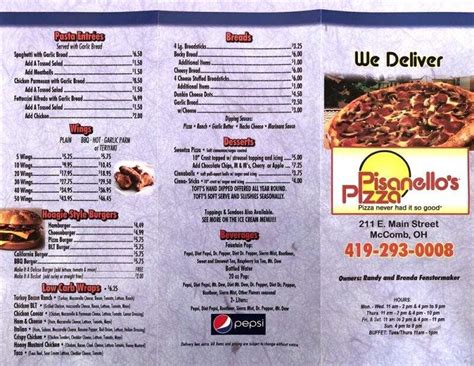 Online Menu of Pisanello's Pizza, McComb, OH