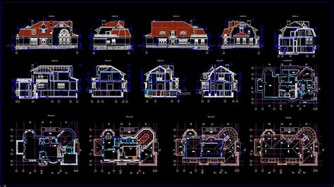 Free download Villa Plans Elevations and Sections DWG | Free Cad Blocks, download DWG models for ...