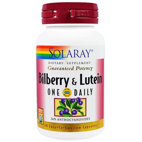 Solaray, Bilberry & Lutein, One Daily, 30 Easy-To-Swallow Capsules - iHerb