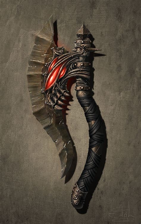 The Demon's Eye Axe by Killeruna Fantasy Blade, Fantasy Sword, Fantasy Weapons, Fantasy Art ...