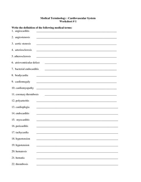 Medical Terminology Suffixes Worksheet – E Street Light