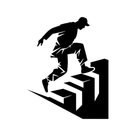 Premium Vector | Parkour vintage logo line art concept black and white ...