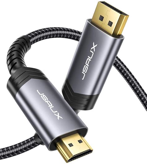 DisplayPort to HDMI Cable 10FT, JSAUX DP to HDMI Male to Male Video Cable FHD Nylon Braided DP ...